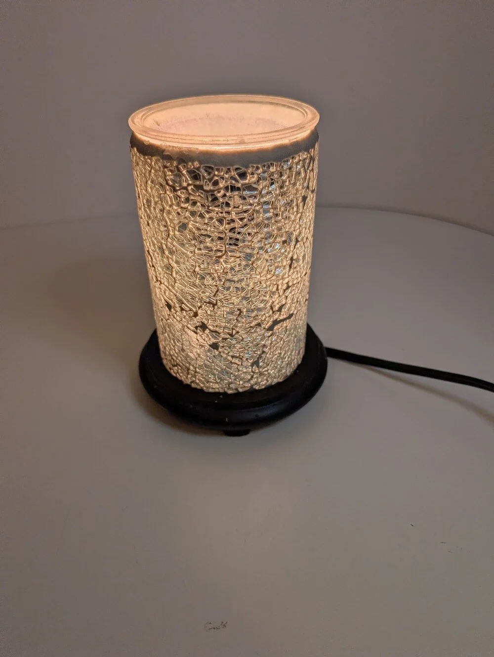 Crackle Glass Electric Wax Melt Warmer Lamp - Warm White Glow